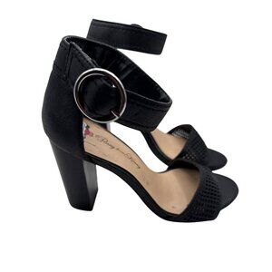 Penny Loves Kenny Size 7M  Ankle Strap High Block Heel Sandals Perforated Toe